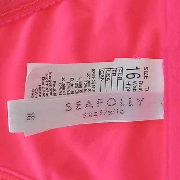 Seafolly Kiara Coral Pink Swimsuit Top Pleated Halter Tie Lightly Padded Cups - Picture 6 of 7
